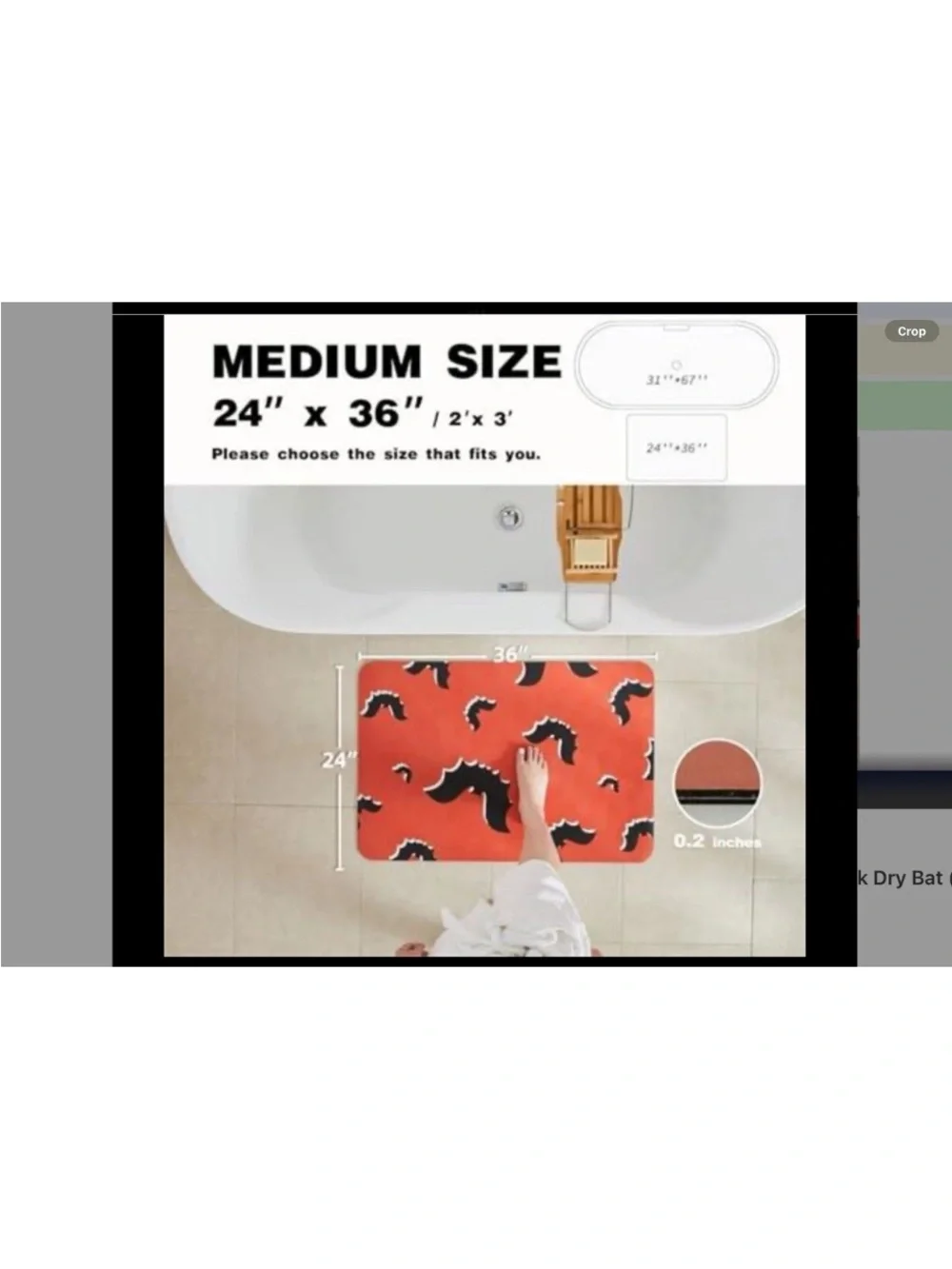 Halloween Orange Bat Bath Mat - Decorative Non-Slip Bath Rug